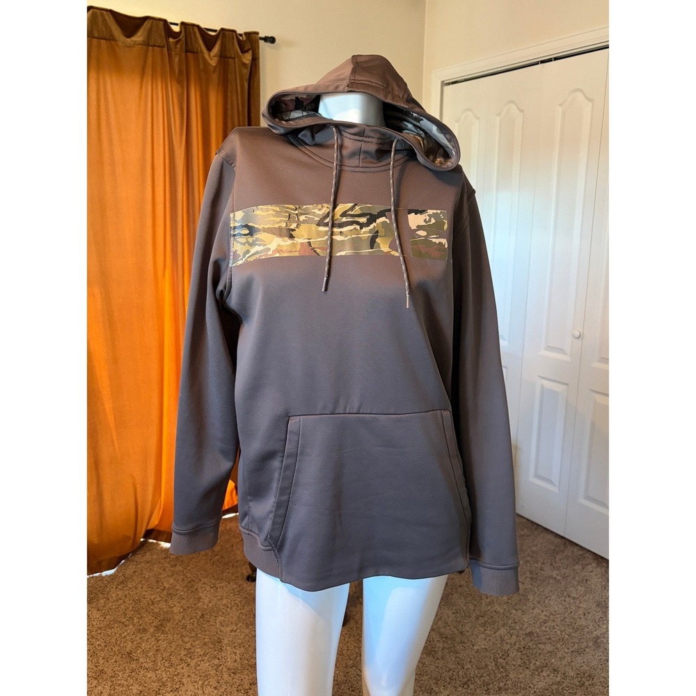 Under Armour Mens ColdGear Camo Graphic Hoodie Brown Loose Fit Medium